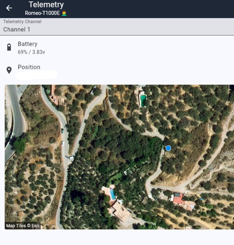 The Sensecap T1000-E reporting the position of my dog, Rita