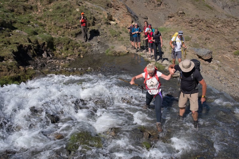 Crossing the first major stream 5 minutes into the walk