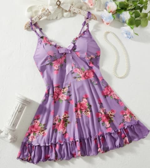 Floral Bow Sweetheart Mini Dress — Women's Comfort Wear