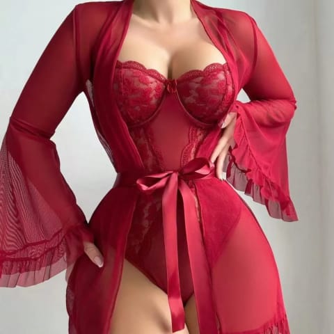 Sheer Lace Bell-Sleeve — Women's Comfort Wear