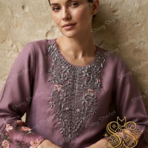 Mauve Bloom Set — Sharara Set (Two-Piece)