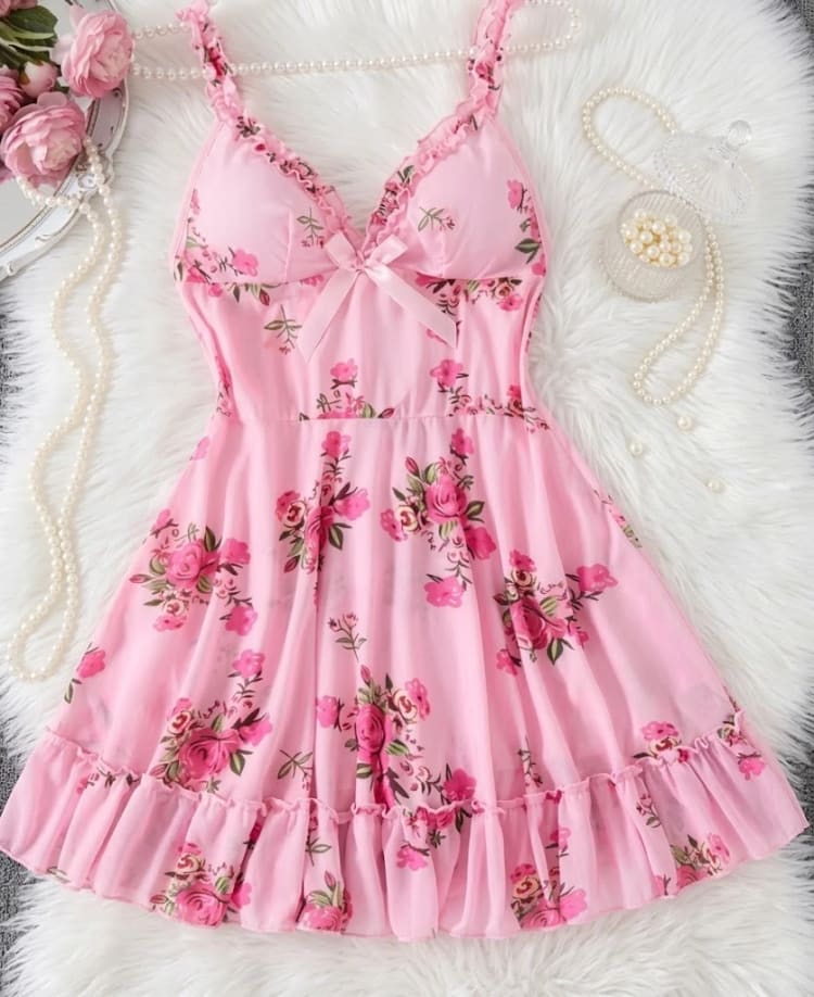 Floral Bow Sweetheart Mini Dress — photo 3 | Shiny Shades