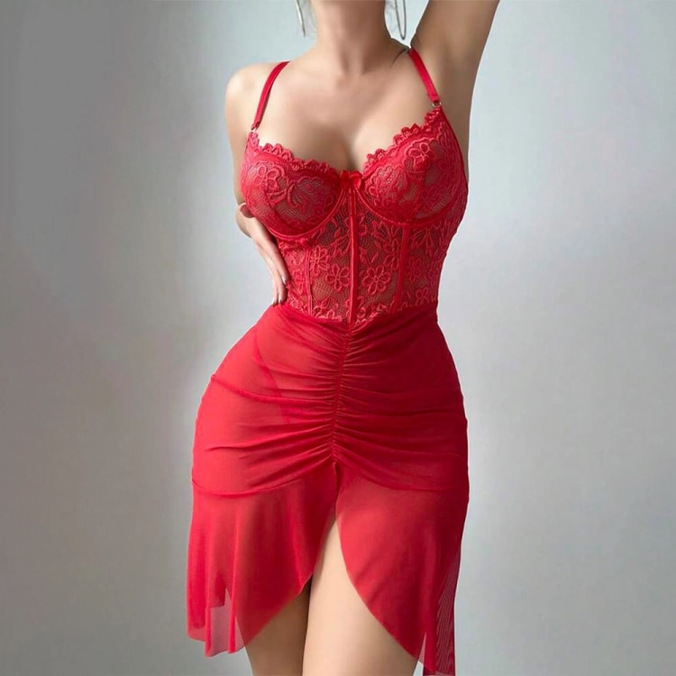 Scallop Lace Corset Mini Dress — photo 3 | Shiny Shades