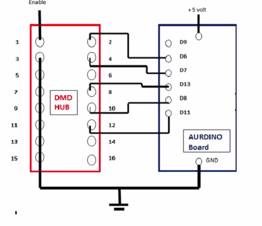 Circuit diagram of dot matrix display interfaced with arduino