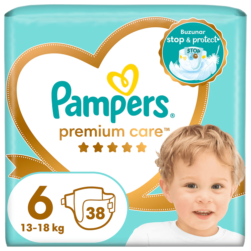Pampers Premium пелени број 6, 13+ кг, 38 парчиња