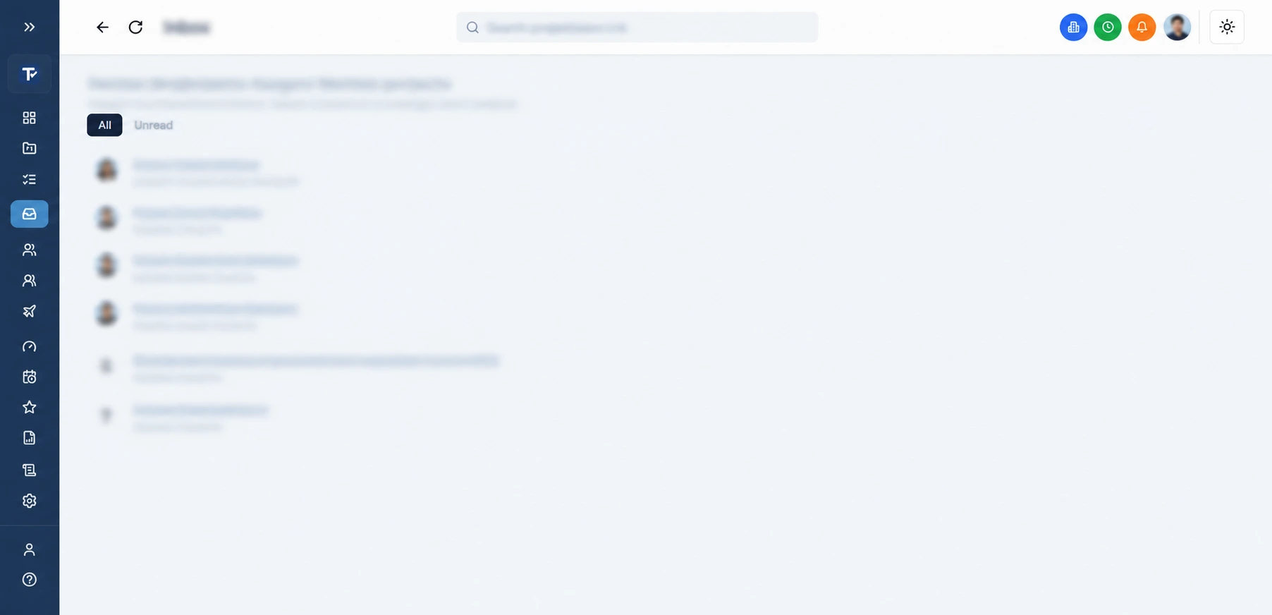 The Inbox page in TaskRely, listing notifications