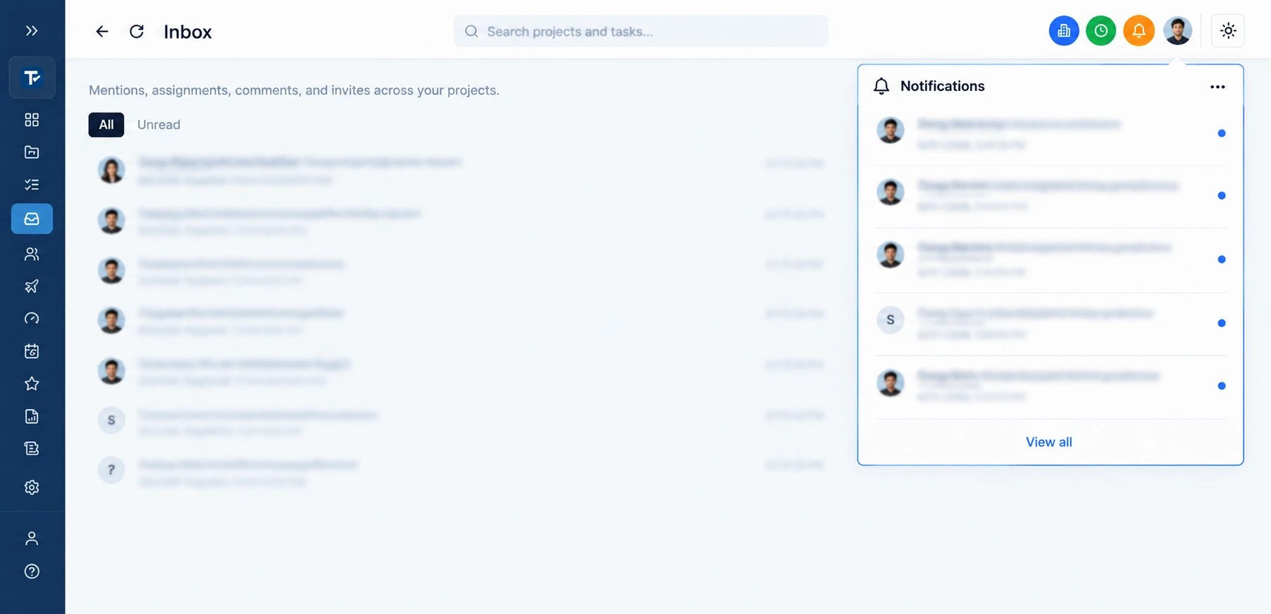 The notification bell in TaskRely