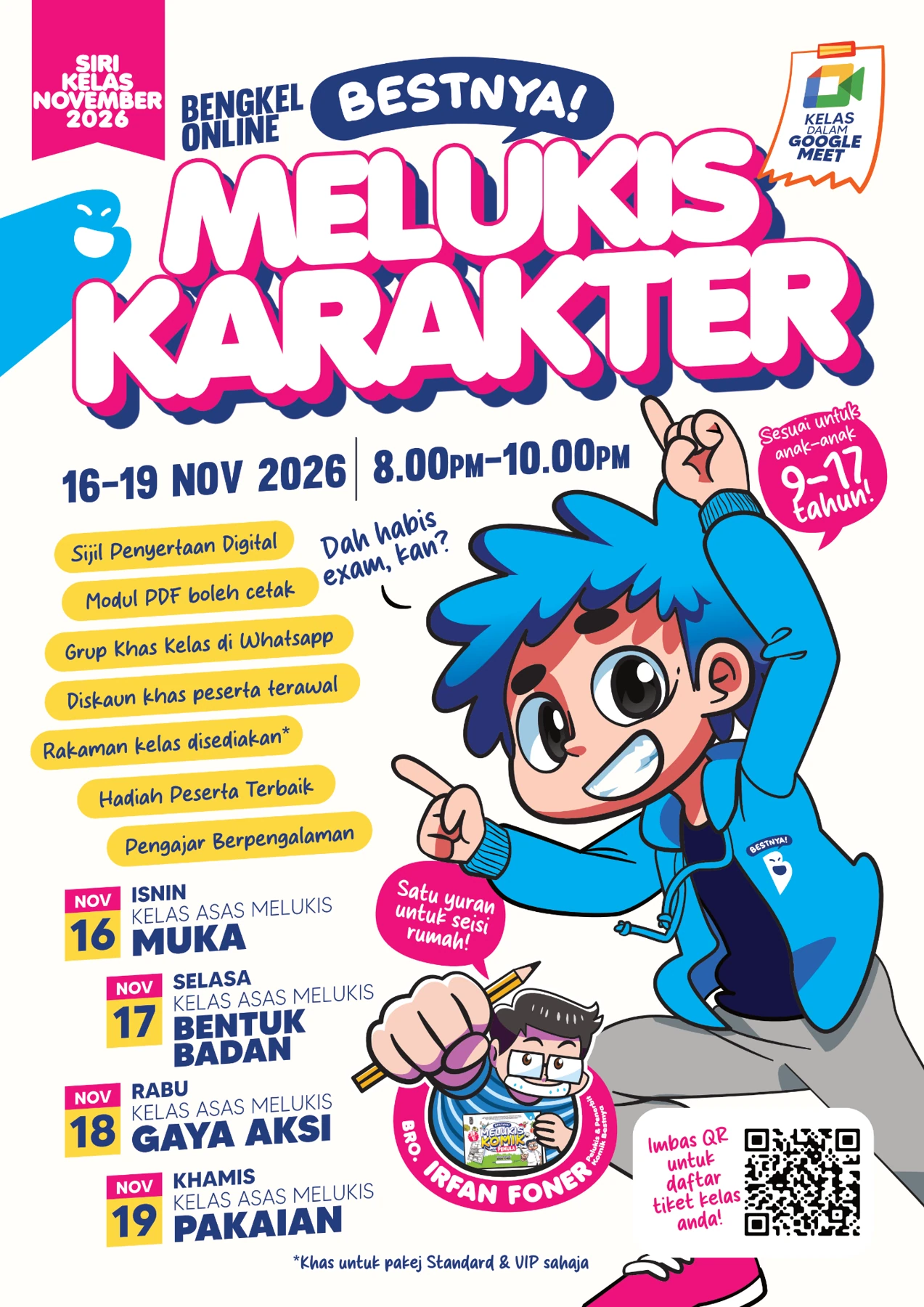 Poster penuh dengan jadual empat kelas