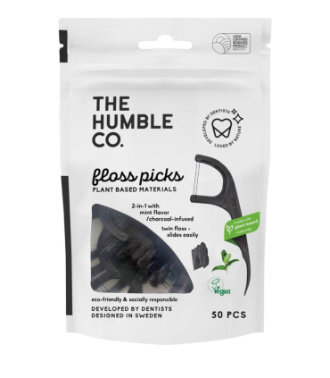 The Humble Co. Twin-Floss Picks 50 pcs Charcoal