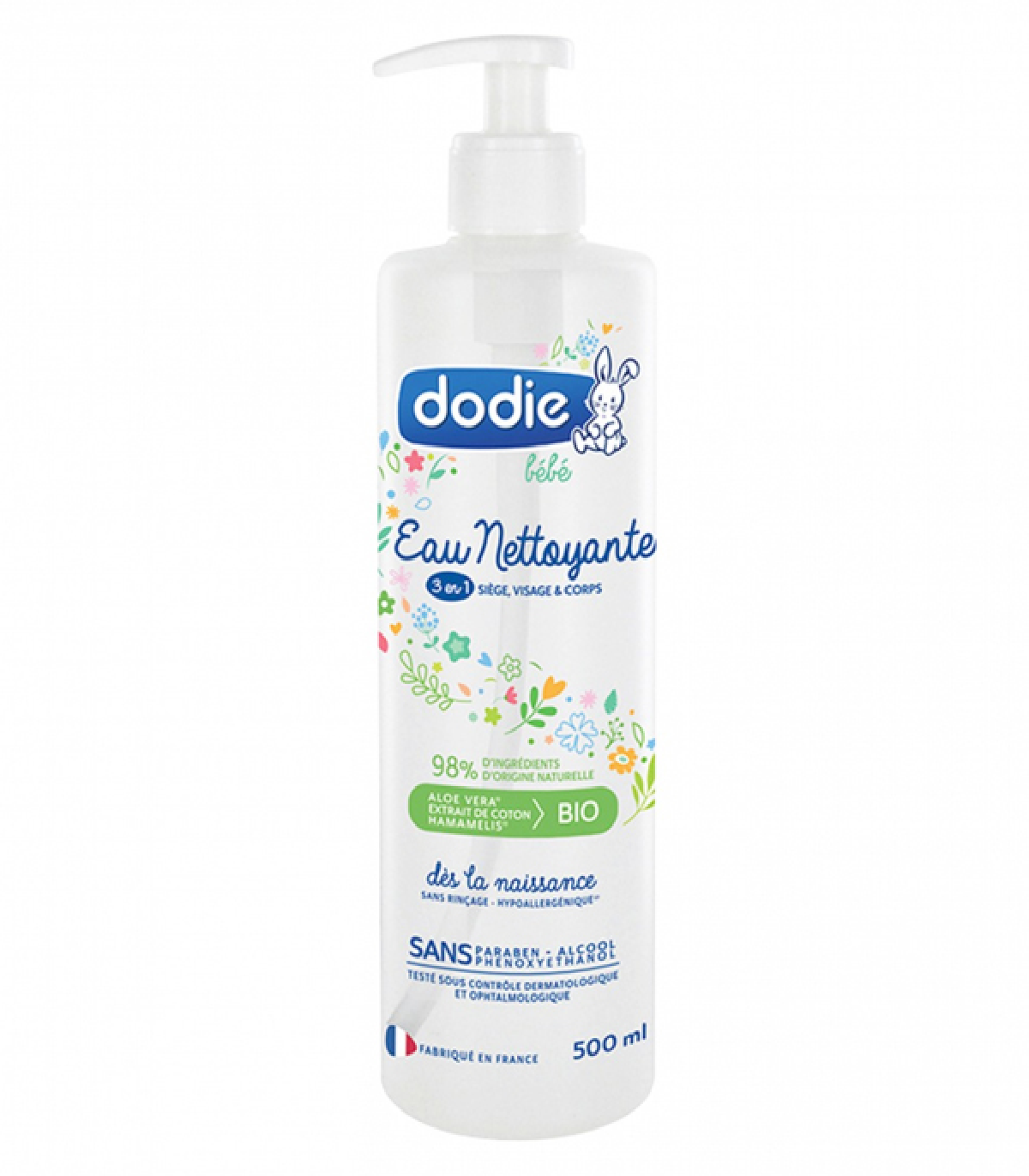 Dodie - Eau nettoyante 3 en 1 flacon Pompe - 500 ml