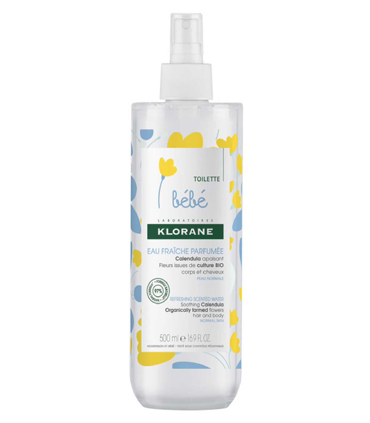 Klorane - Eau fraîche parfumée au Calendula apaisant - Bébé - Peau normale 500 ml
