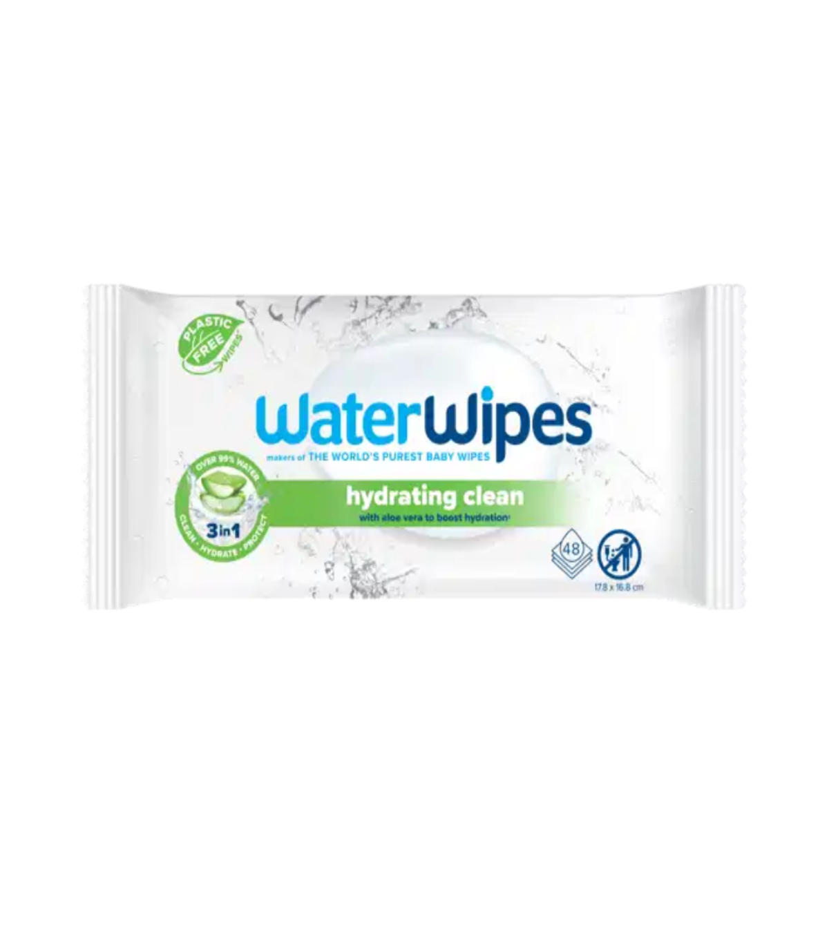 WaterWipes Lingettes Hydrating Clean with Aloe Vera 48 Pieces