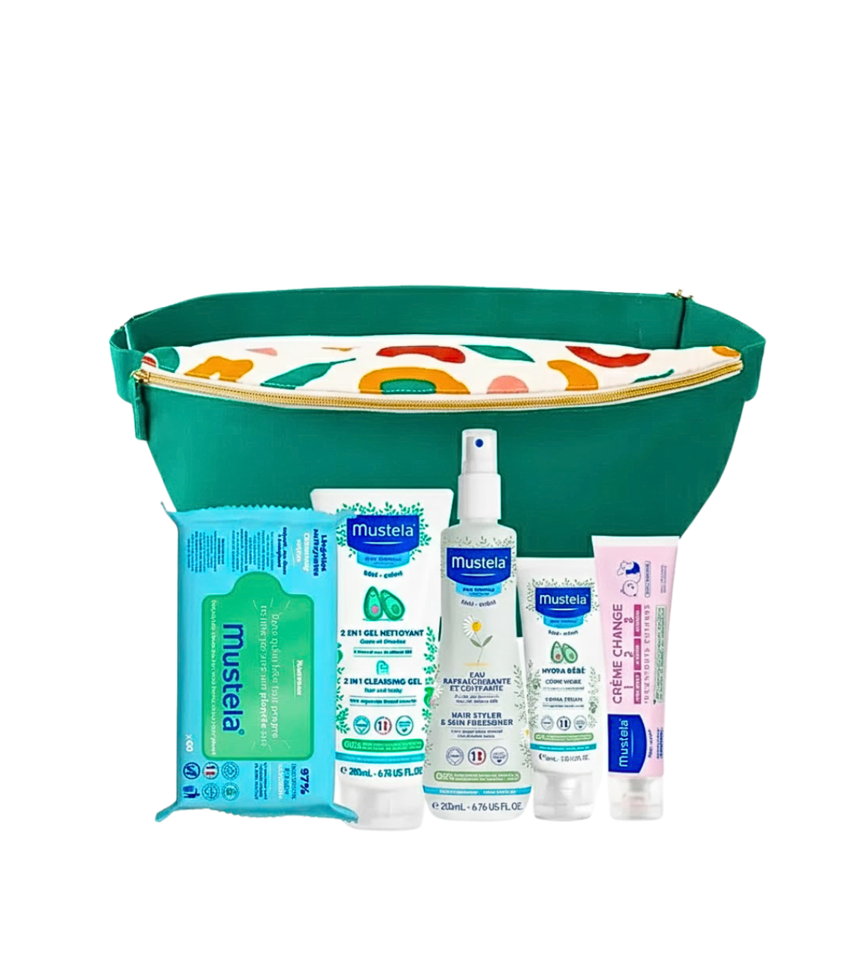Mustela Sac Banane 2en1+Lingette Nettoyent+Eau Rafraîchissante 200ml+Creme visage+Creme Change