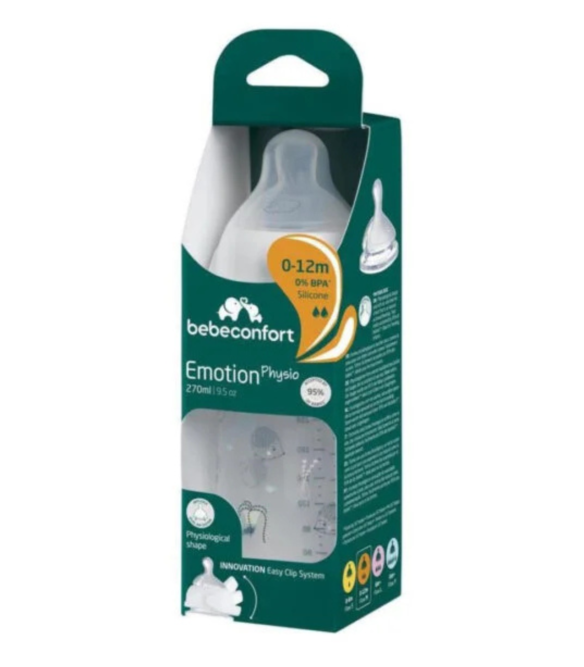 BEBE CONFORT BIBERON EMOTION PHYSIO YRBAN GARDEN BLANC 270ML 0-12MOIS