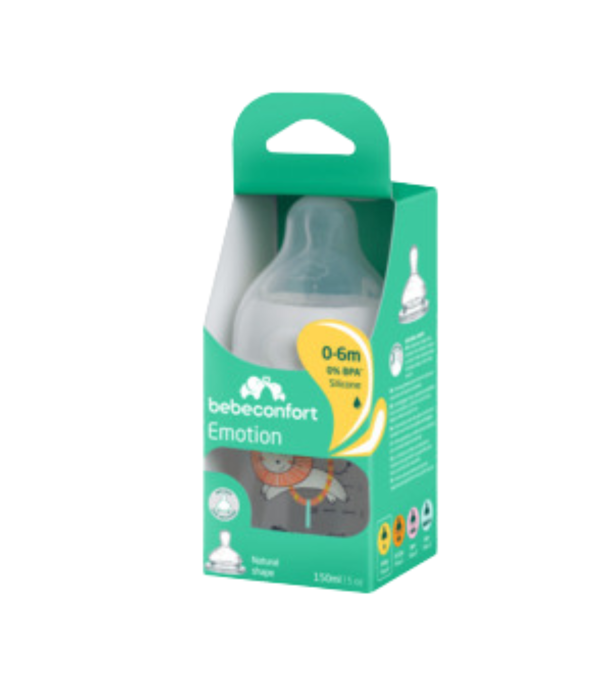 BEBE CONFORT BIBERON PP EMOTION PETIT CHAT 150ML BLANC REF 5701