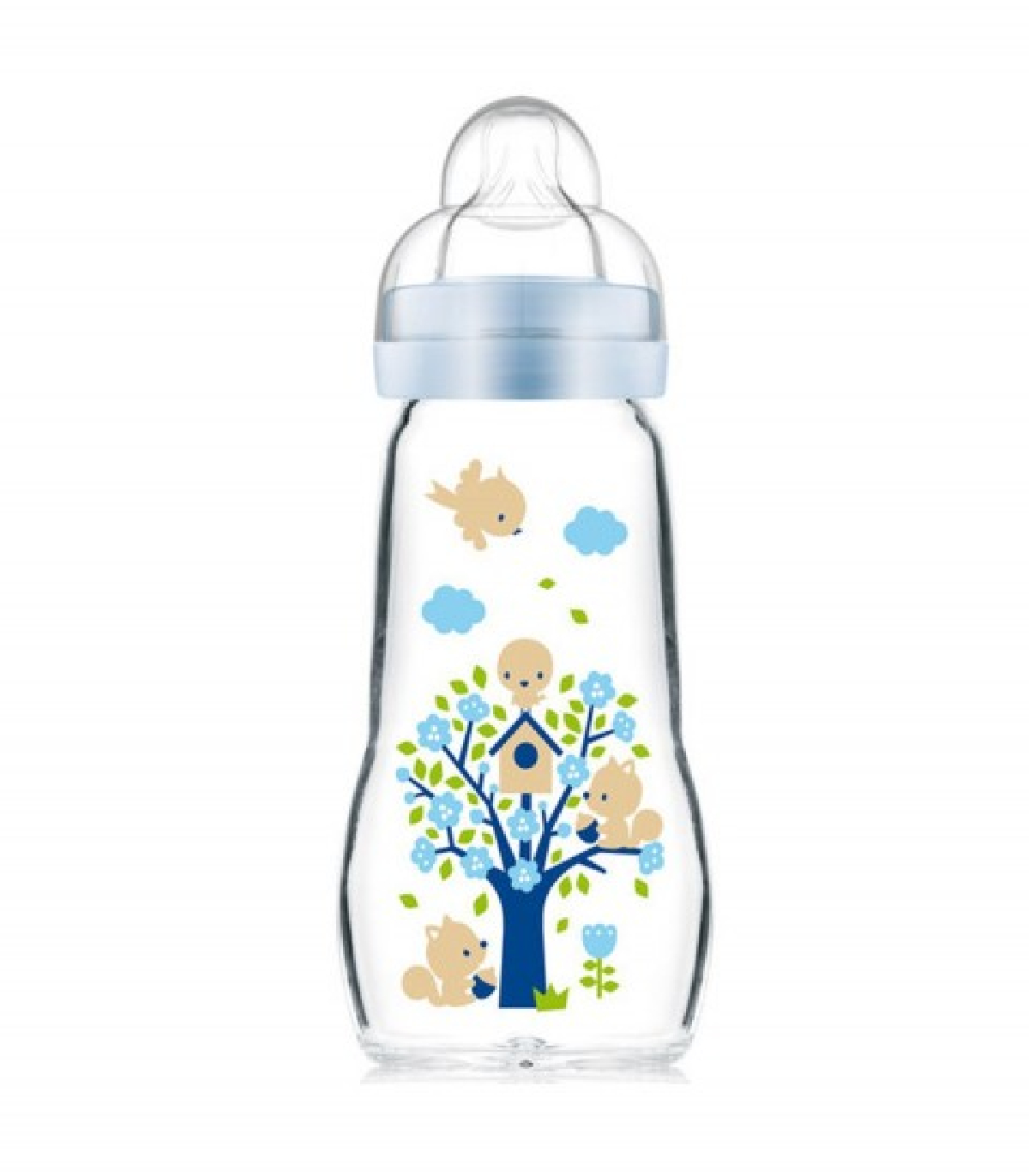 MAM BIBERON EN VERRE BLEU FEEL GOOD 260 ML