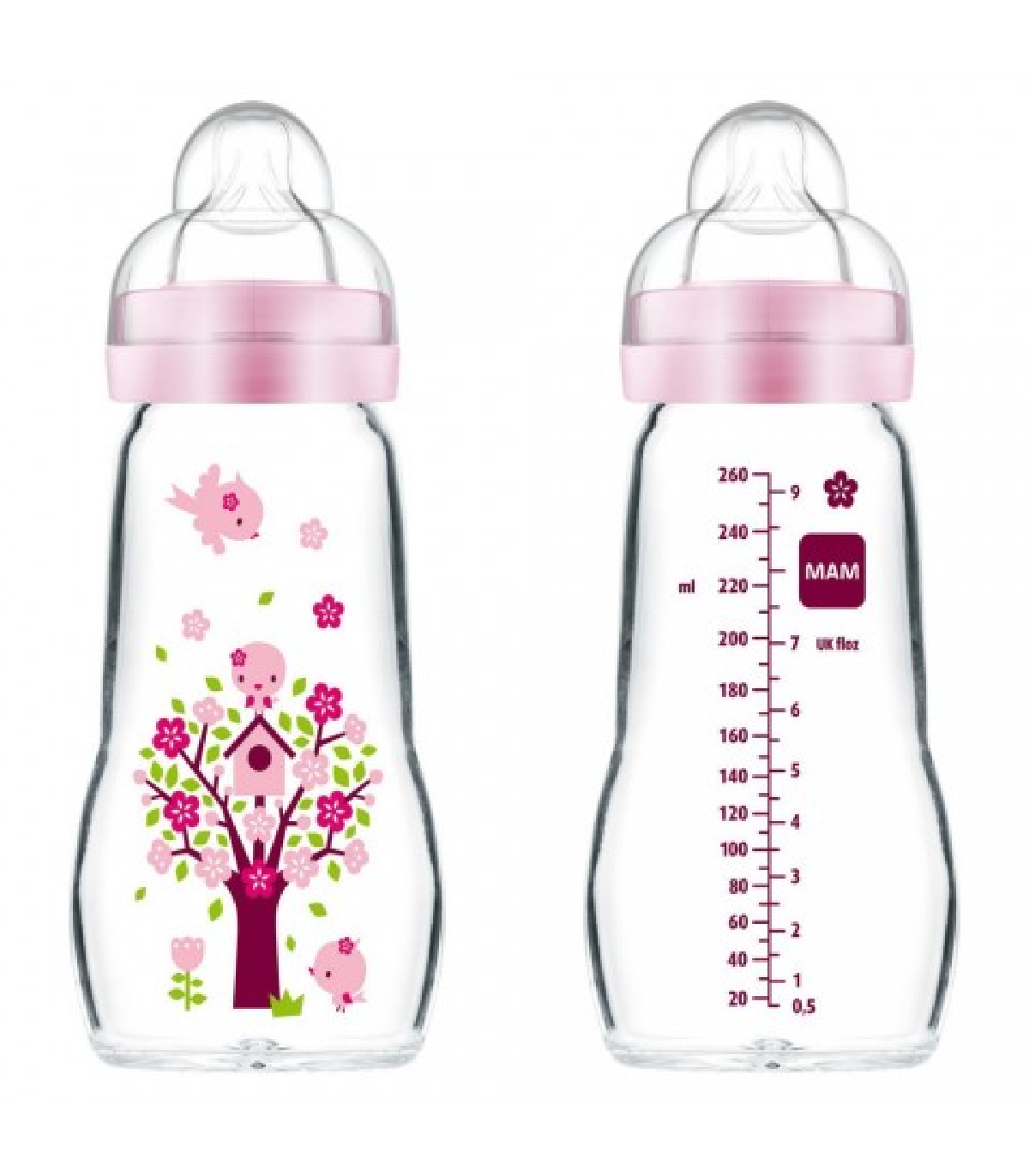 MAM BIBERON EN VERRE ROSE FEEL GOOD 260 ML