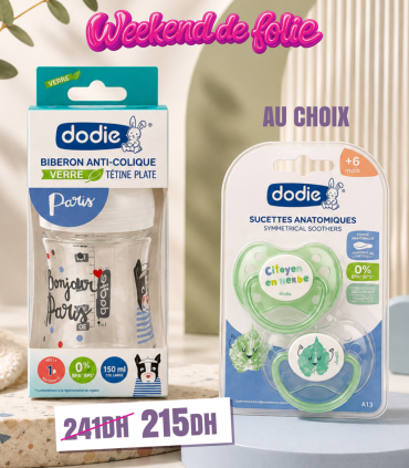 Pack Confort Dodie (Biberon 150 ml & Sucettes au Choix)