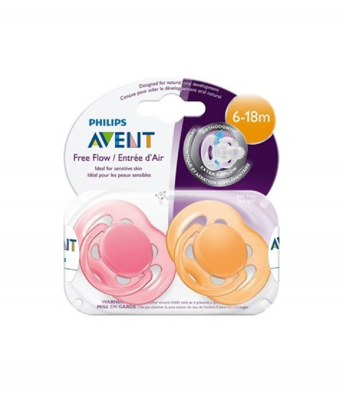 AVENT 2 SUCETTES AEREES - SILICONE 6-18 MOIS LOT DE 2