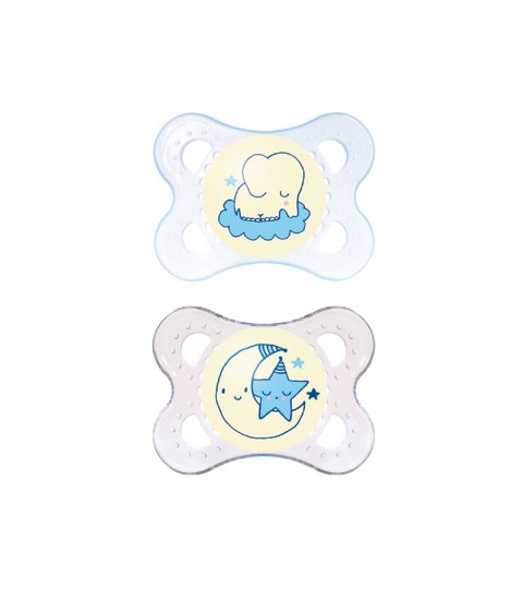 MAM SUCETTE NIGHT 0-6 MOIS SILICONE BLEU