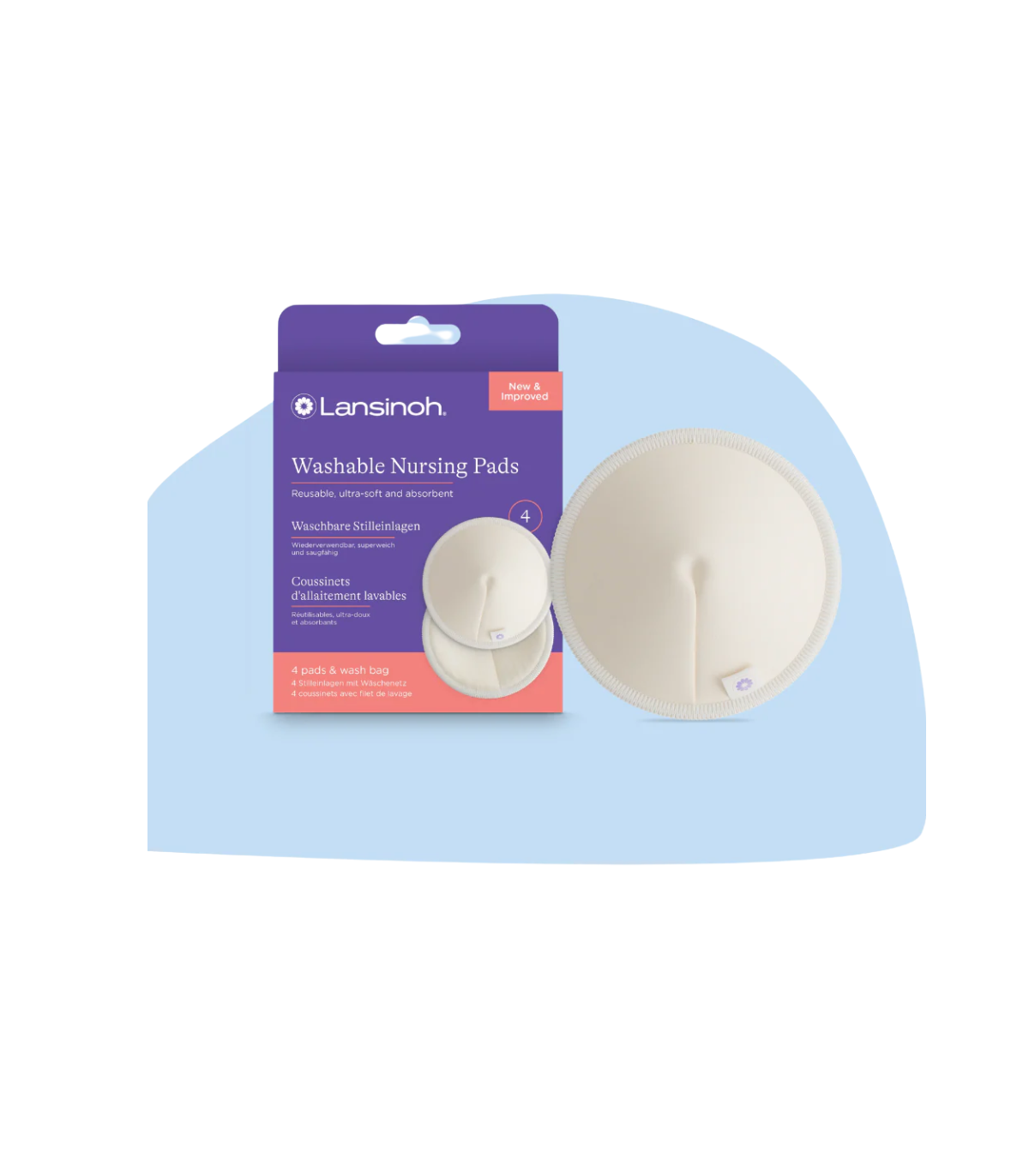 lansinoh Washable Nursing Pads, 4Count