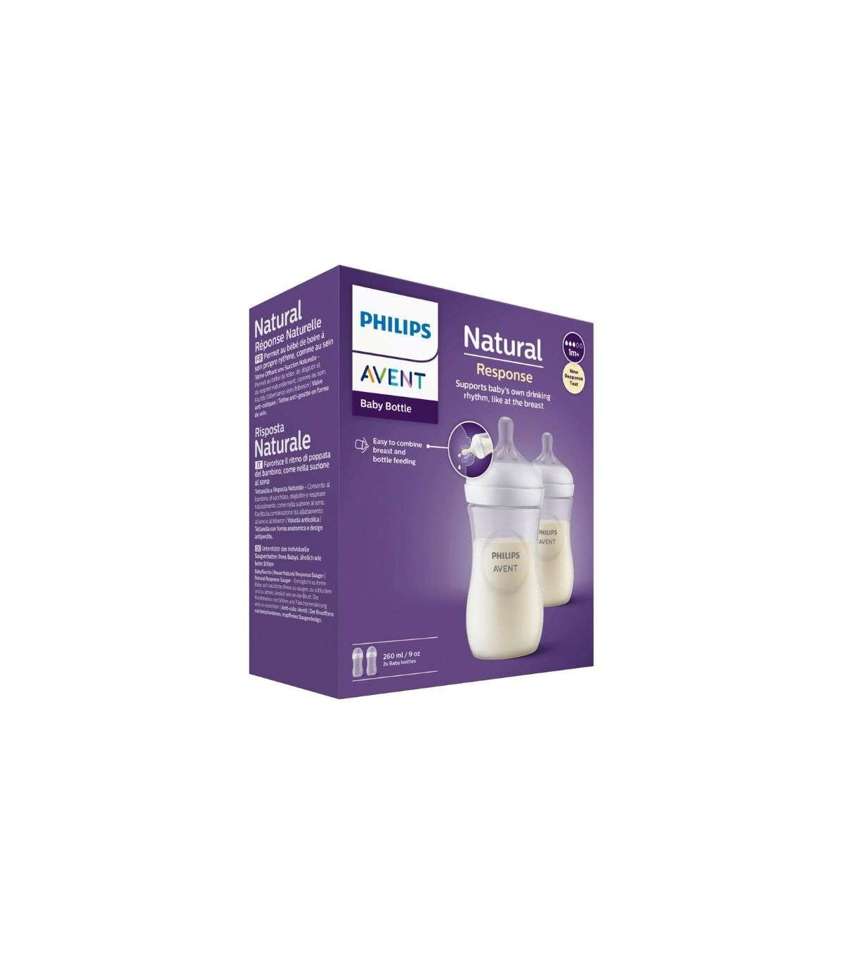 AVENT NATURAL RESPONSE PACK 2 BIBERONS 1MOIS+ 260ML