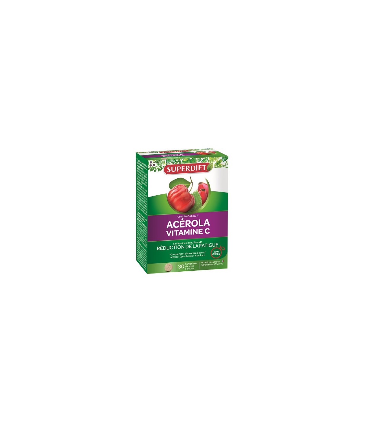 SUPERDIET ACEROLA VITAMINE C GOUT CERISE 30 COMPRIMÉS