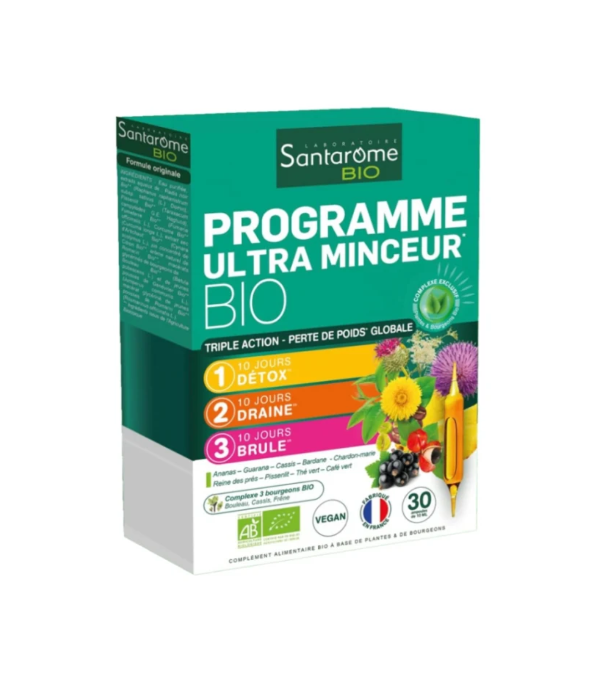 SANTAROME BIO PROGRAMME ULTRA MINCEUR 30 AMPOULES DE 10 ML