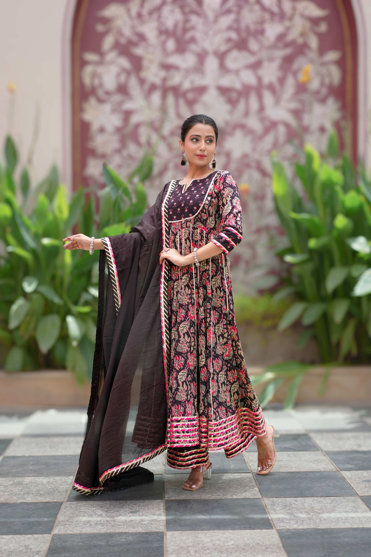 Kaashi Phool Cotton Anarkali Suit Set 