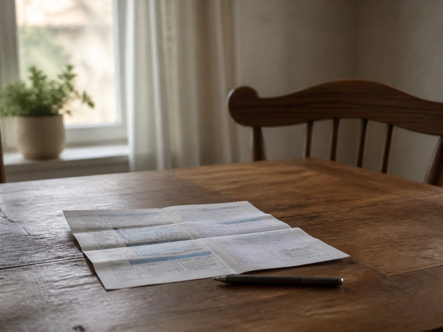 A partly folded explanation-of-benefits statement on a table.