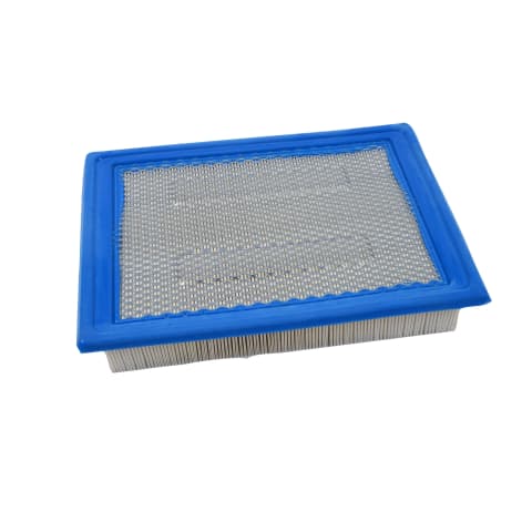 All Balls flat panel air filter with blue frame and white pleated media, angled top view