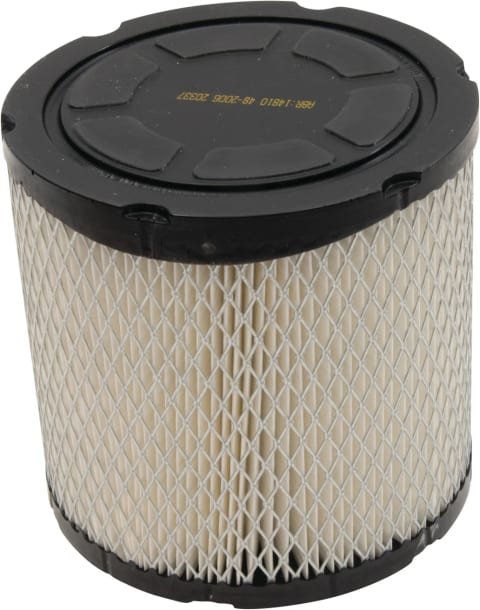 All Balls round air filter with white pleated media behind wire mesh and black end caps, closed top