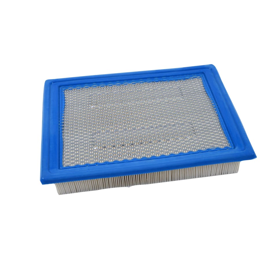 All Balls flat panel air filter with blue frame and white pleated media, angled top view