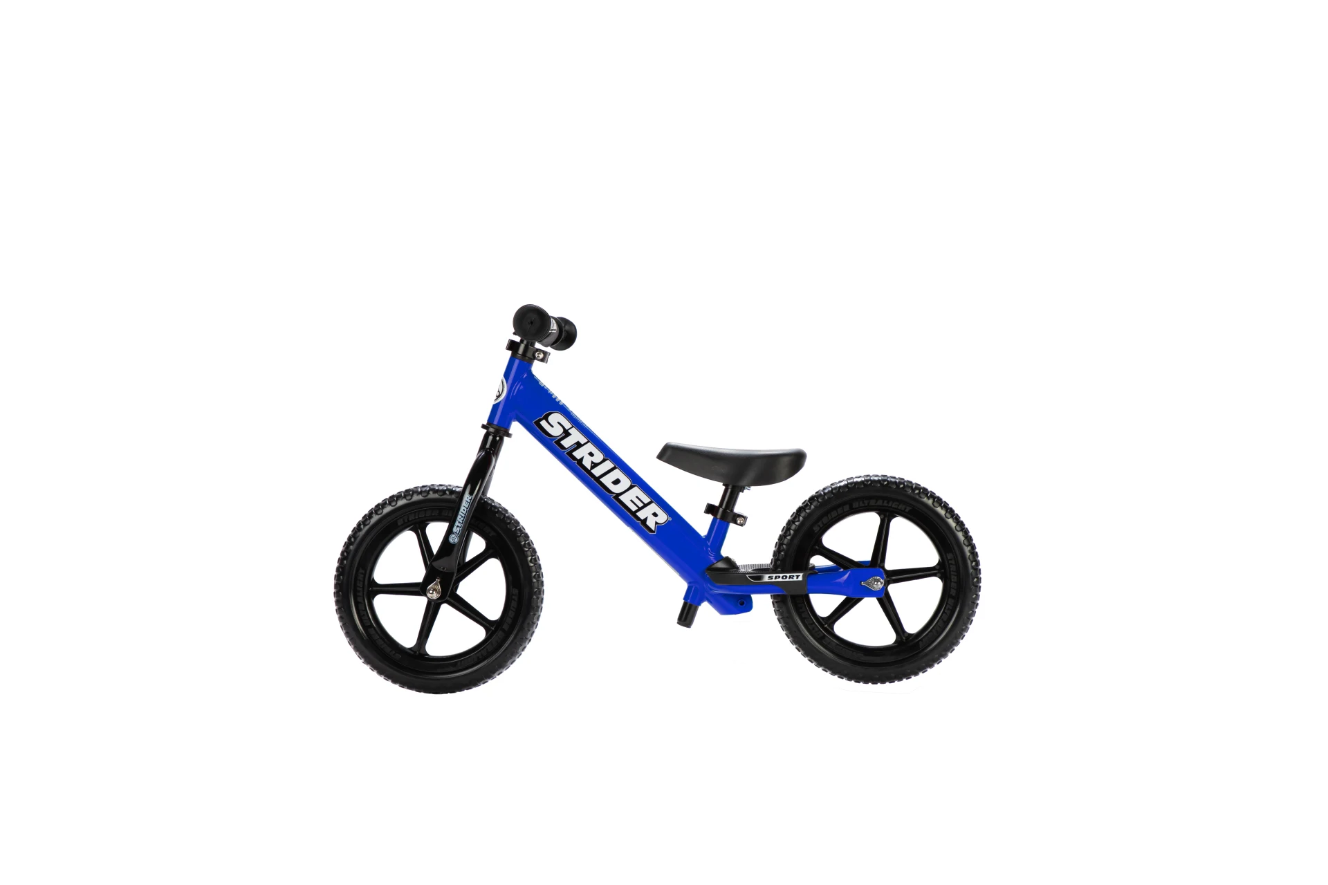 Strider 12 Sport balance bike in blue, side view