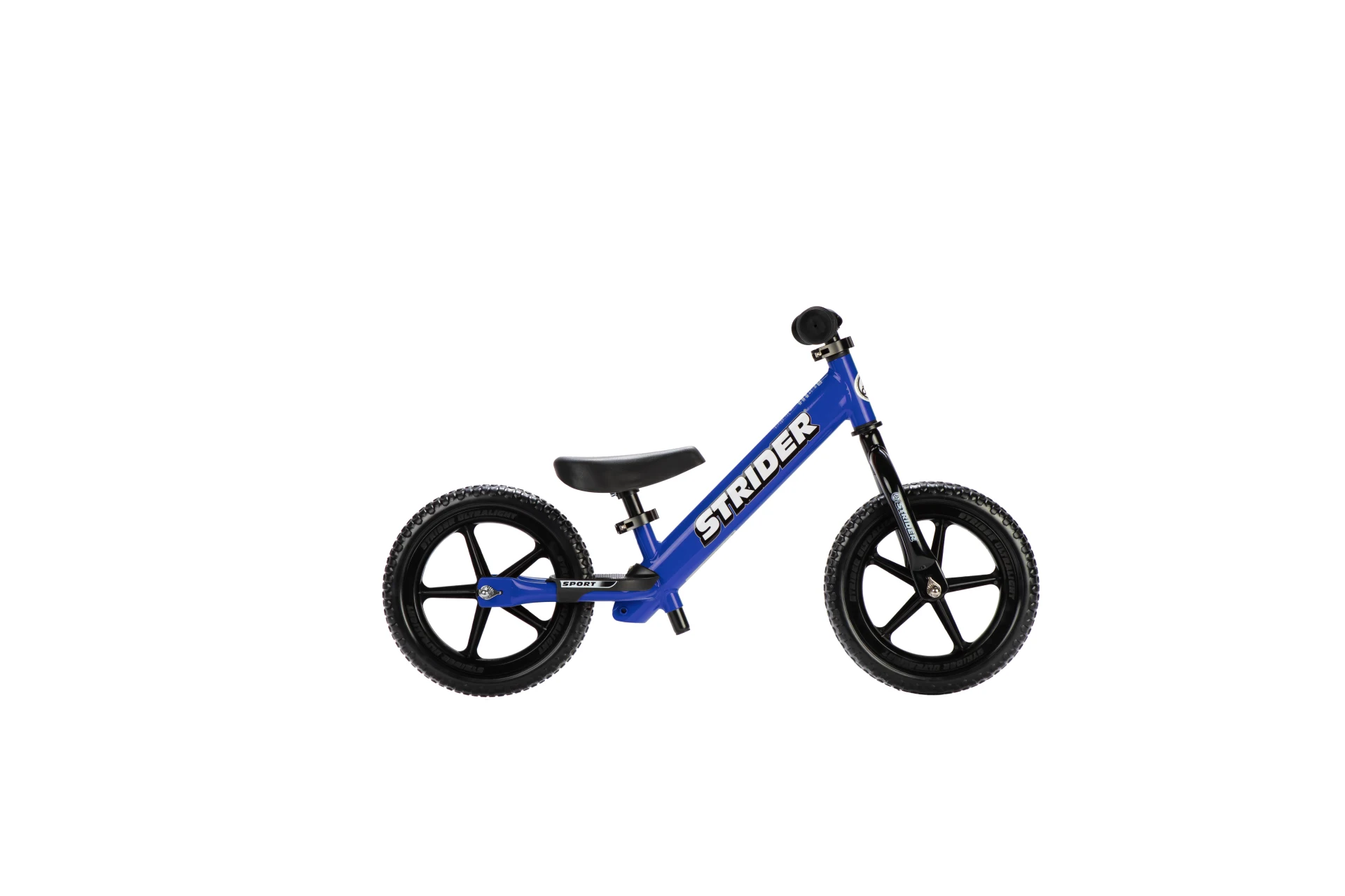 Strider 12 Sport balance bike in blue, opposite-side view