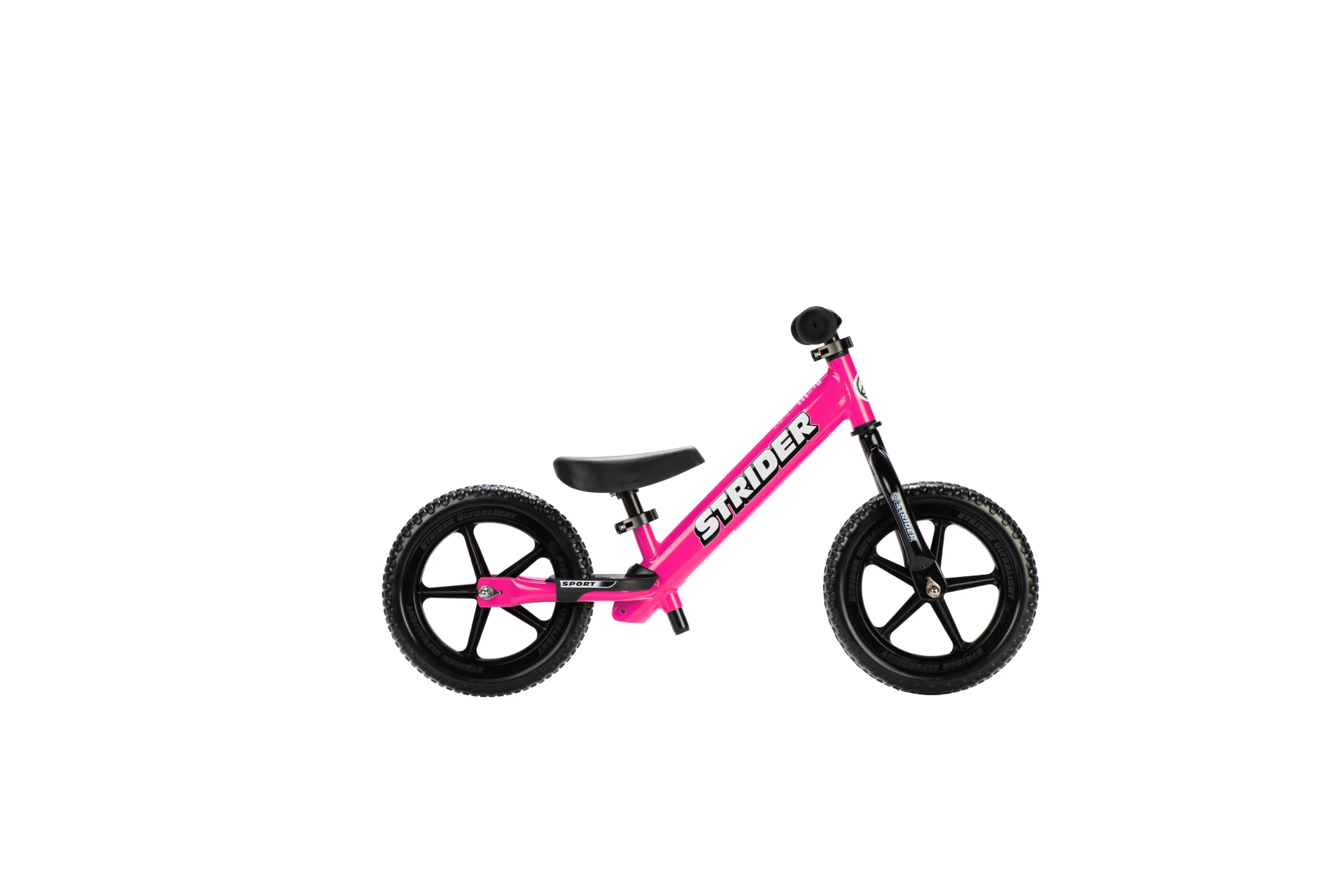 Strider 12 Sport balance bike in pink, opposite-side view