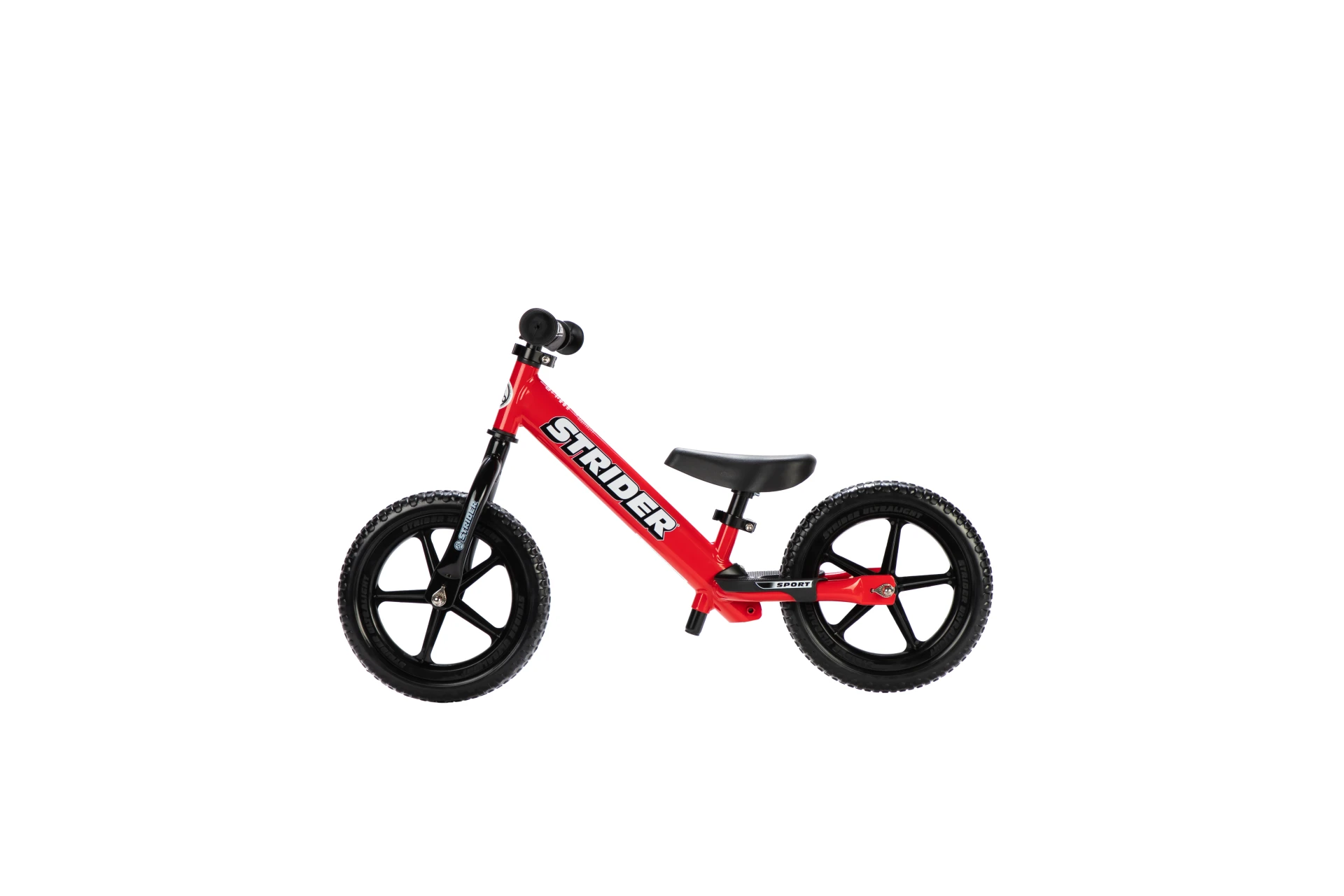 Strider 12 Sport balance bike in red, side view