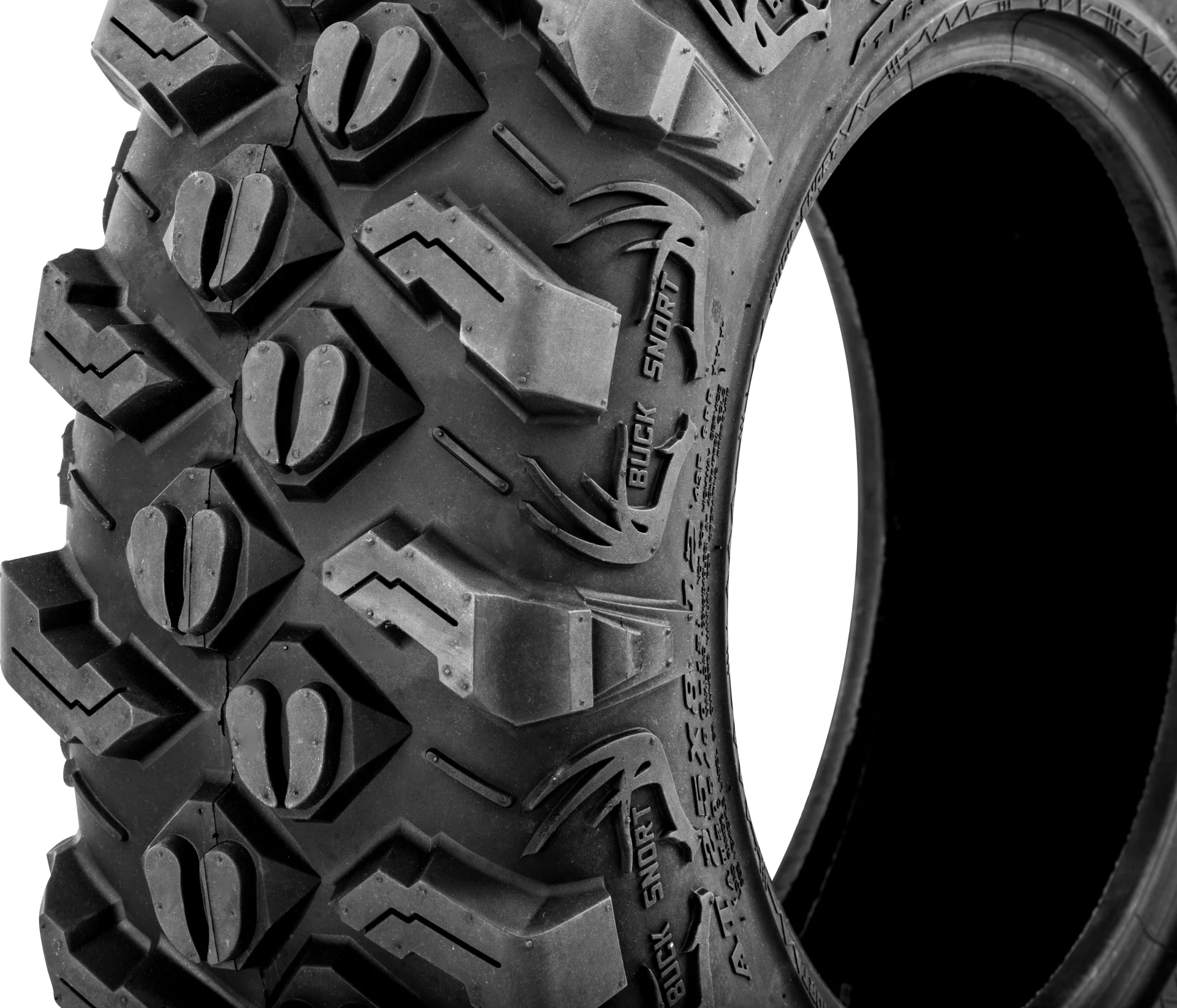 Sedona Buck Snort 25x8-12 tire, close-up of shoulder tread and antler sidewall detail