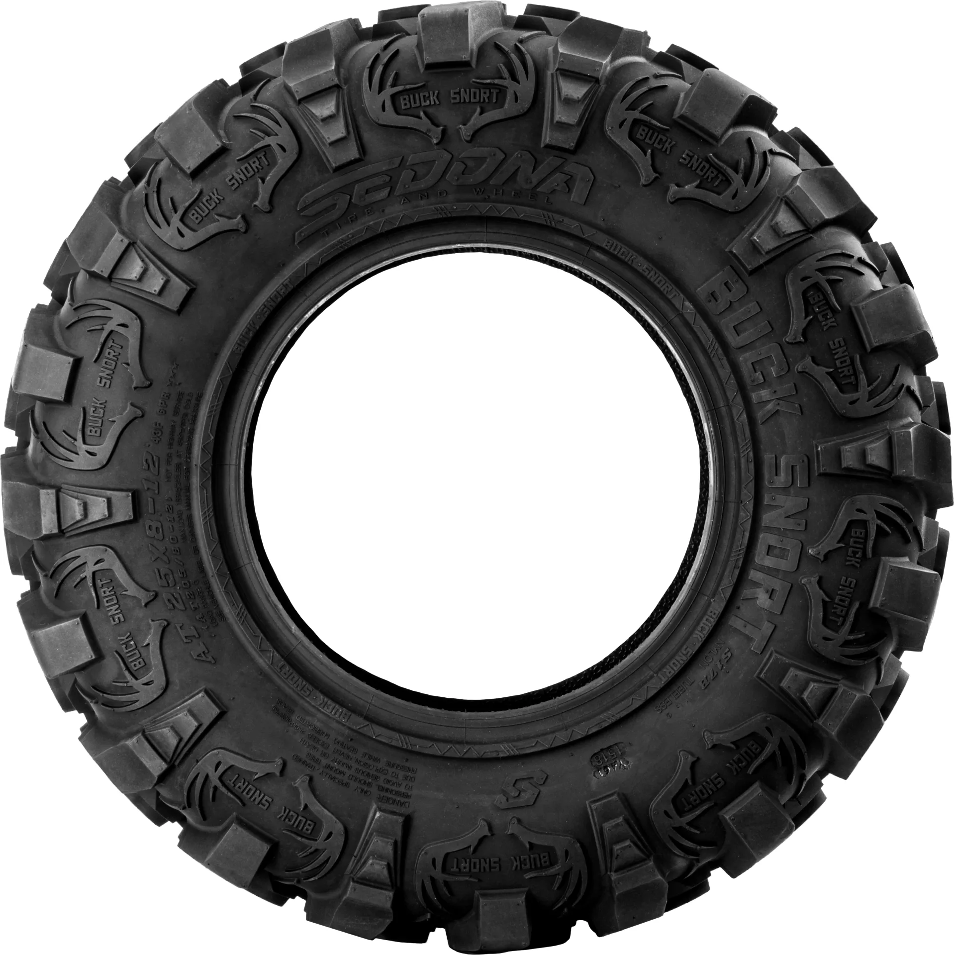 Sedona Buck Snort 25x8-12 tire, sidewall view