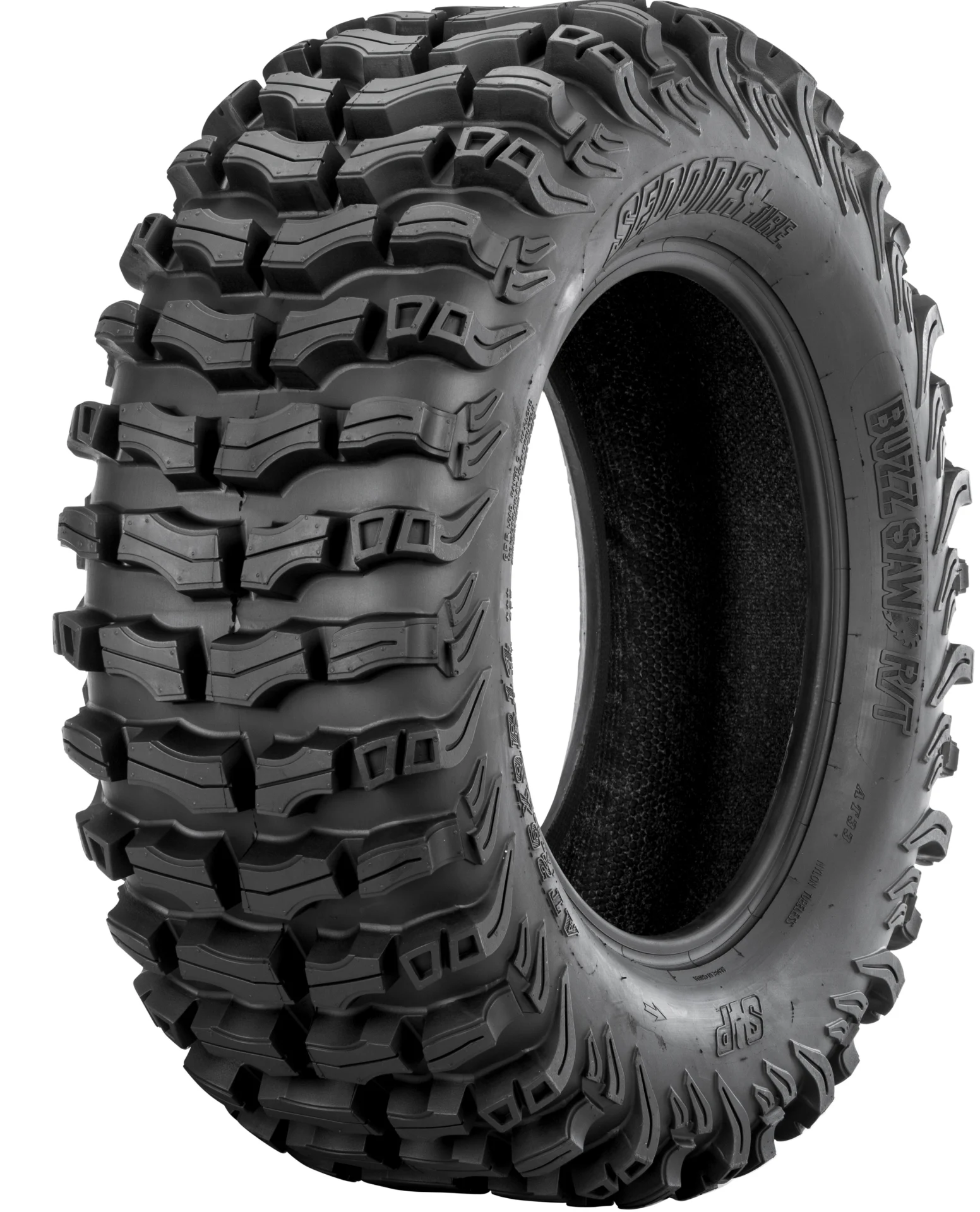 Sedona Buzz Saw RT tire, angled view showing tread and sidewall