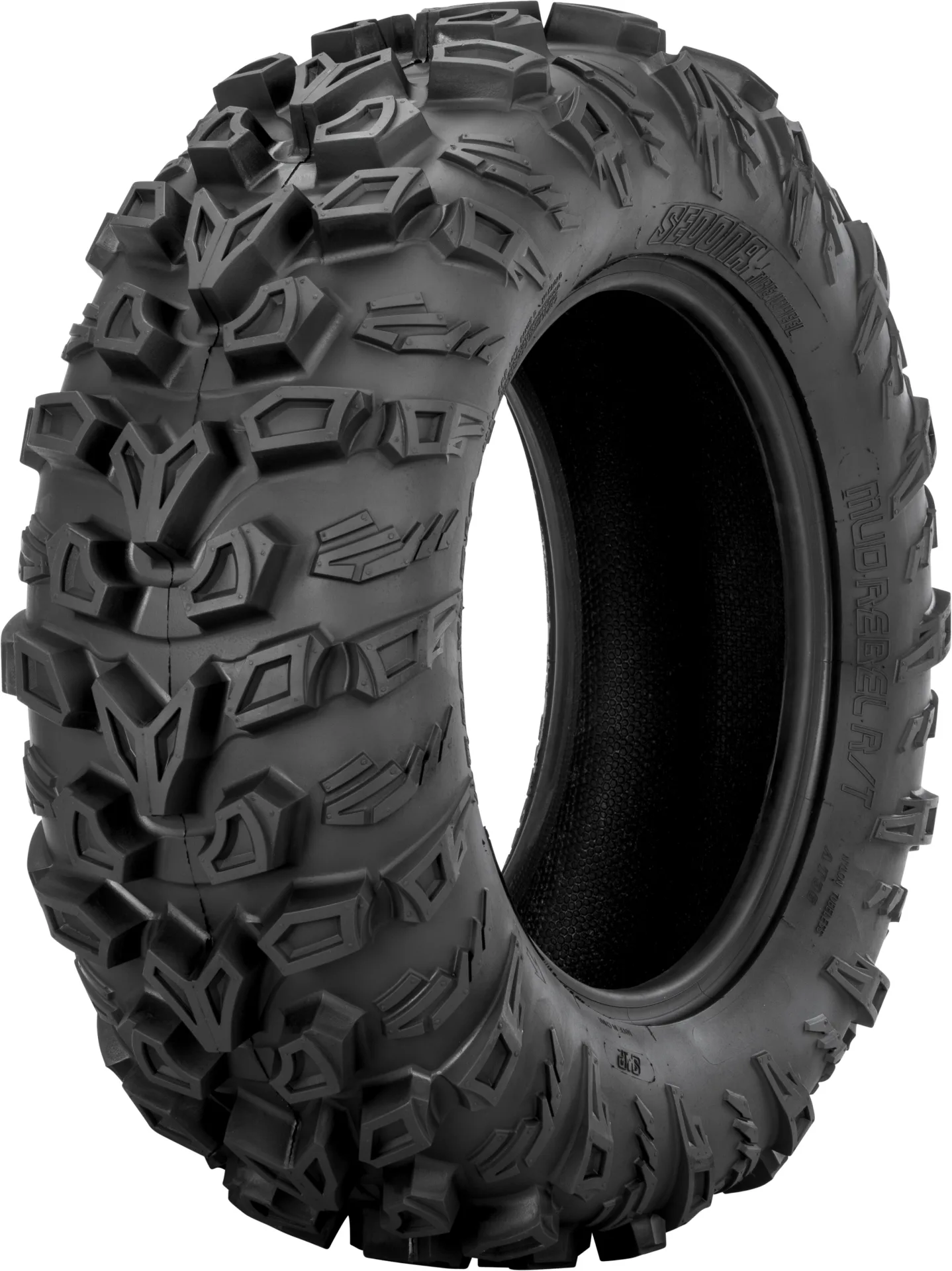 Sedona Mud Rebel RT tire, angled view showing tread and sidewall