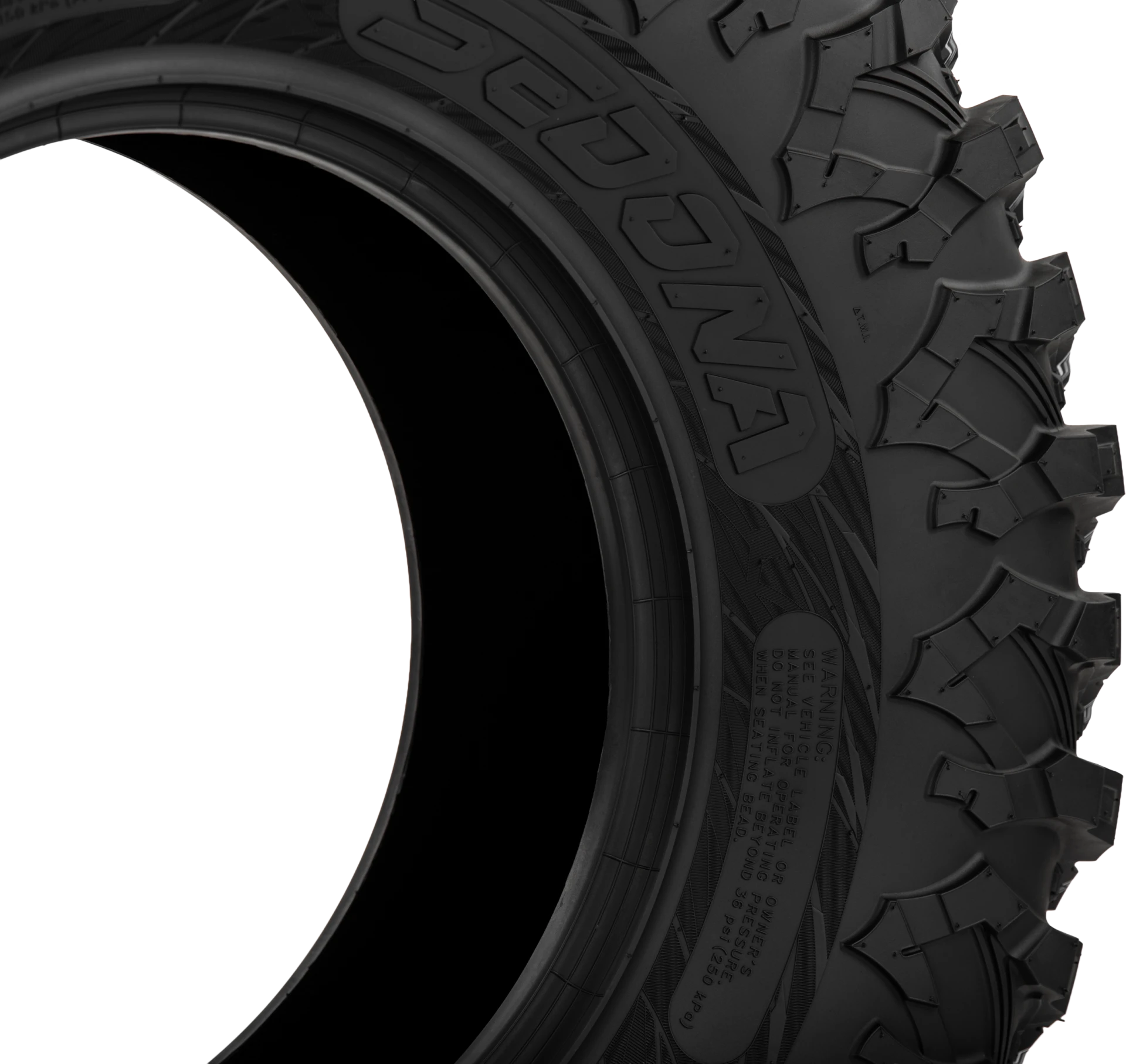 Close-up of Ridge Ripr sidewall lettering and shoulder tread