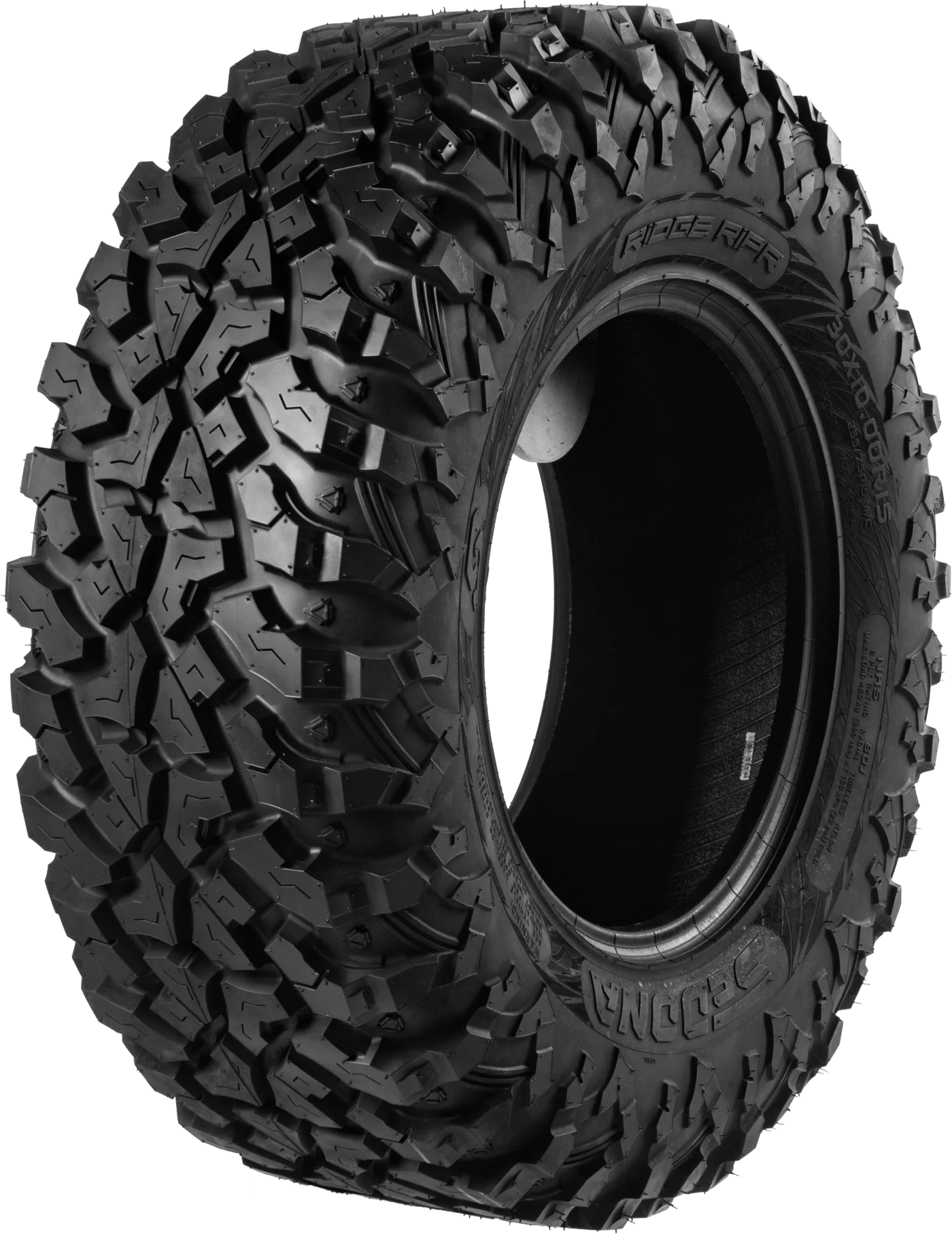 Sedona Ridge Ripr 30x10R15 tire, angled view without a wheel