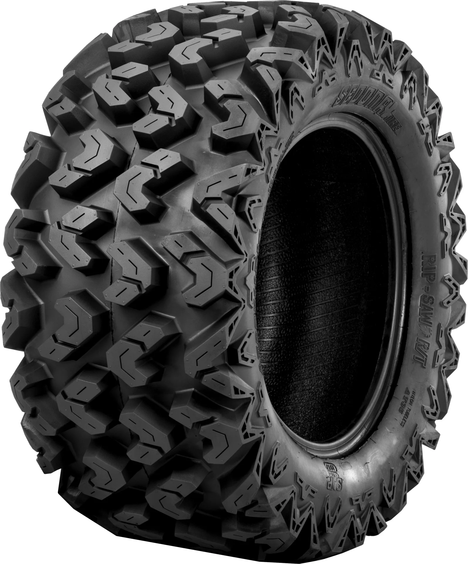Sedona Rip Saw RT 30x10R14 tire, angled view showing tread and sidewall