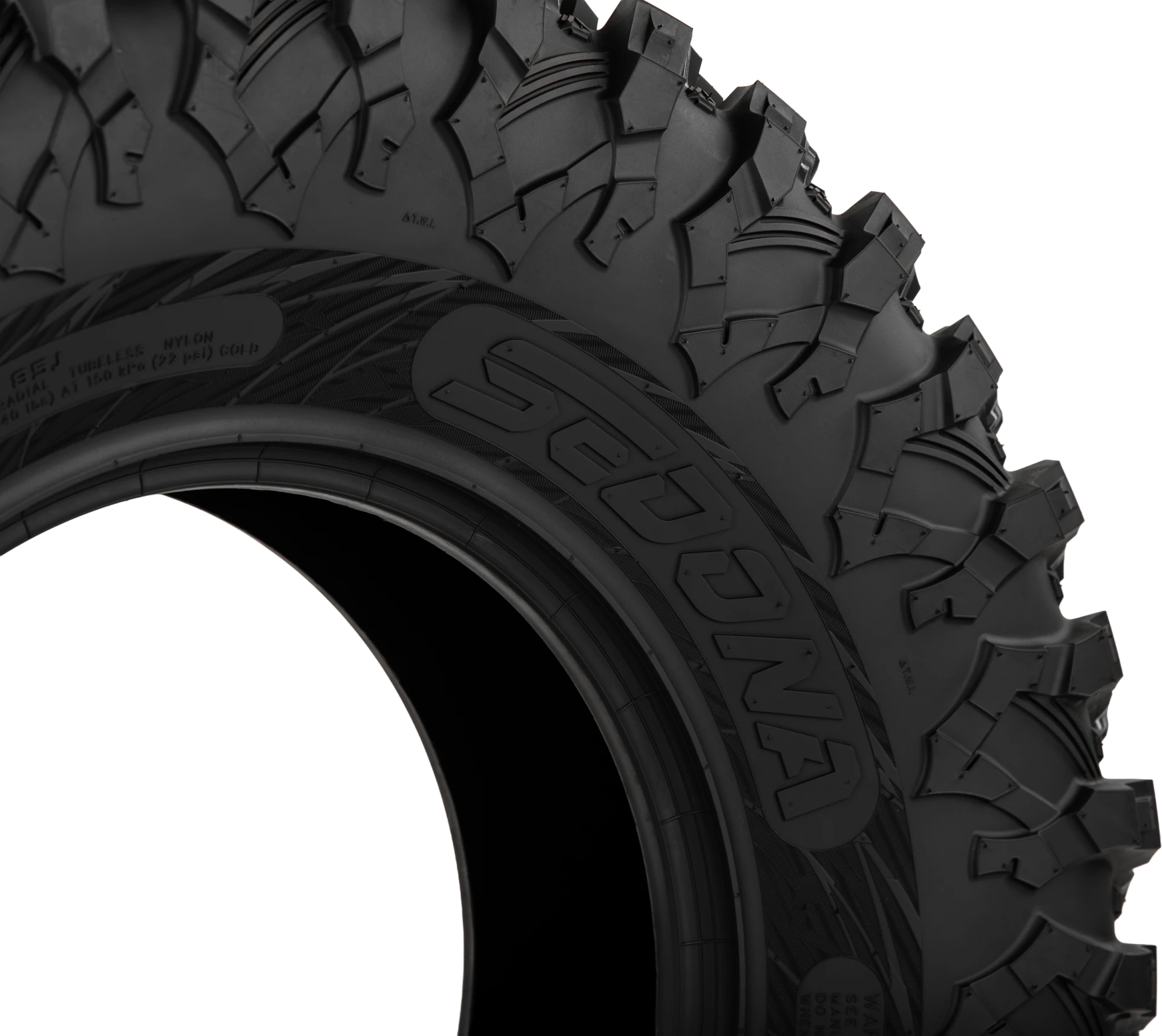 Close-up of Sedona Trail Ripr shoulder tread and sidewall lettering