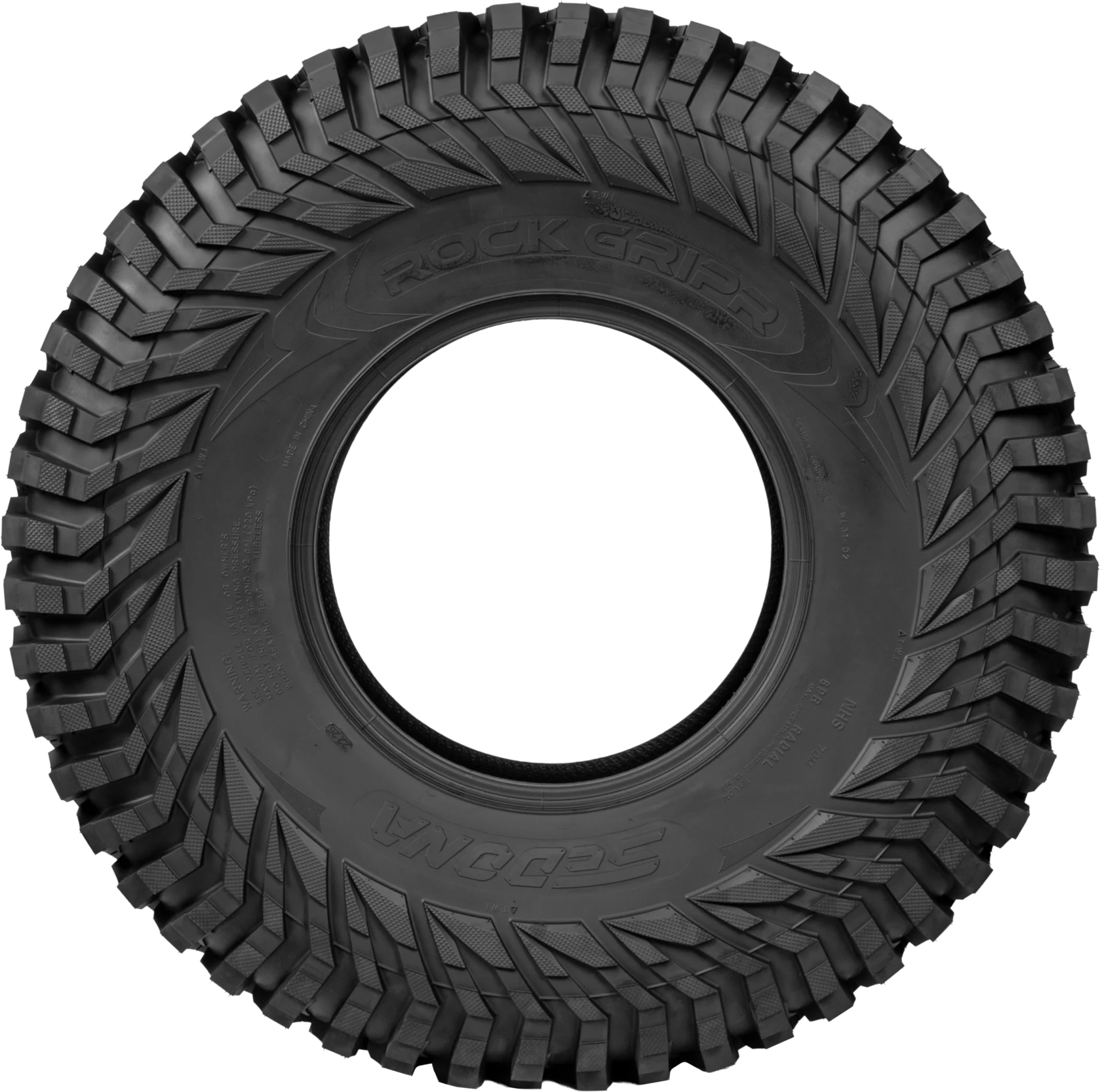 Sedona Rock Gripr tire, side view showing shoulder lugs
