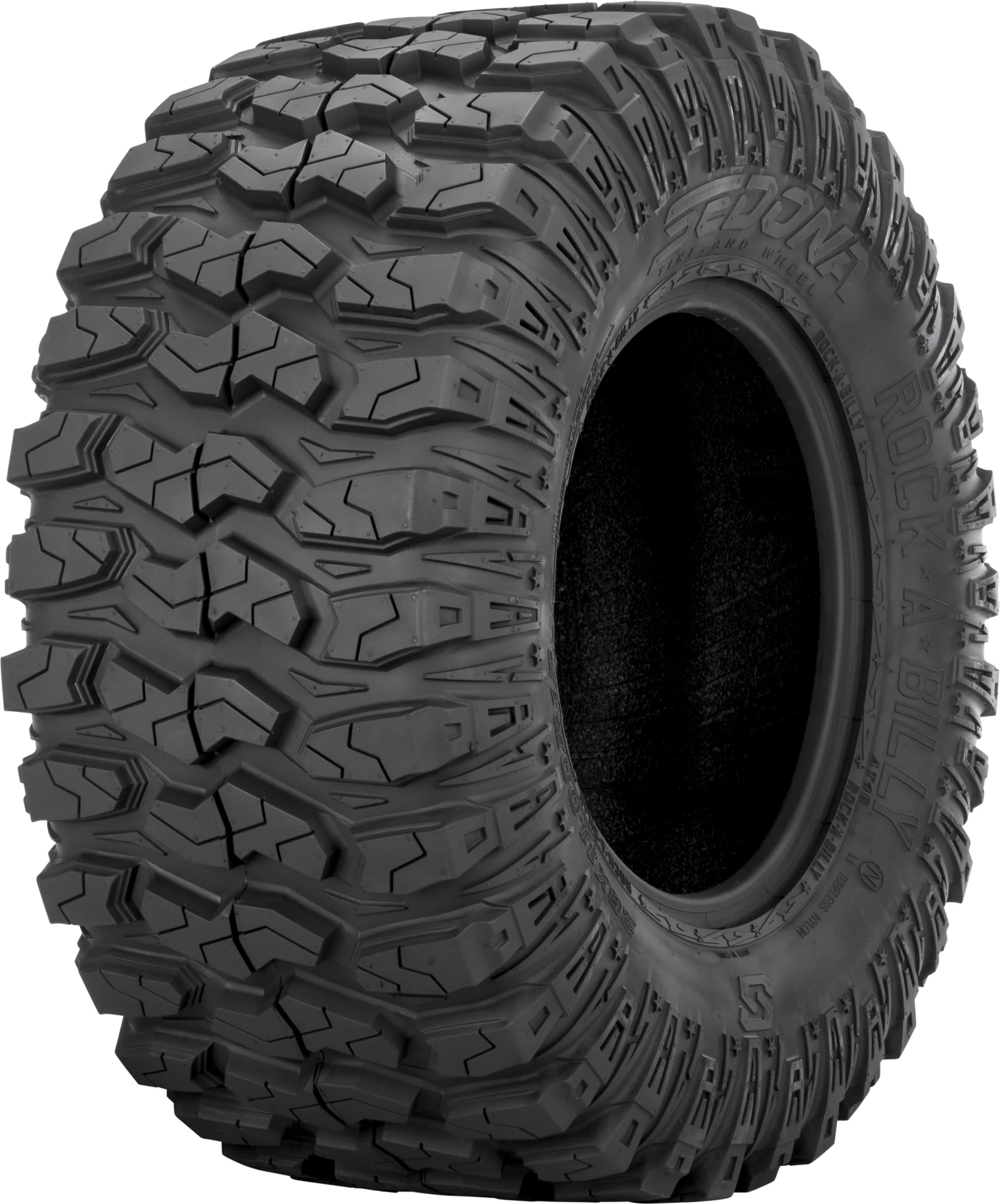 Sedona Rock-A-Billy 26x11R12 tire, angled view showing tread and sidewall