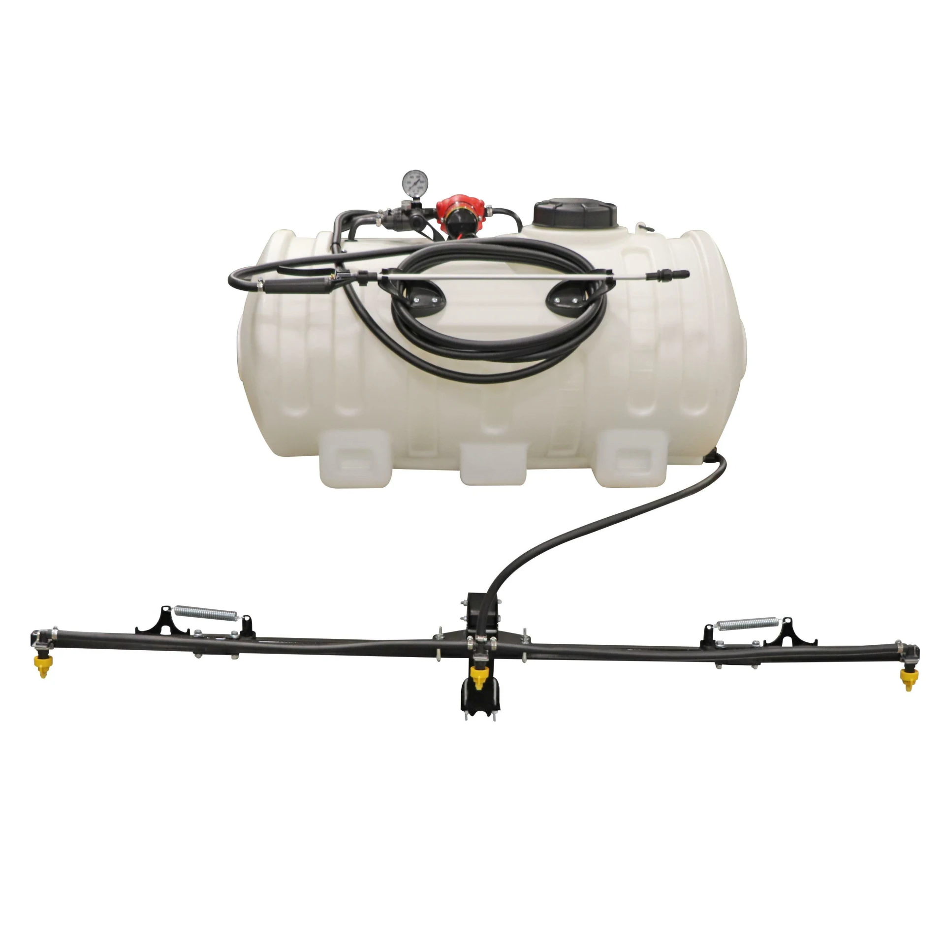 FIMCO 45-gallon Value Series sprayer with white tank and separate three-nozzle boom assembly