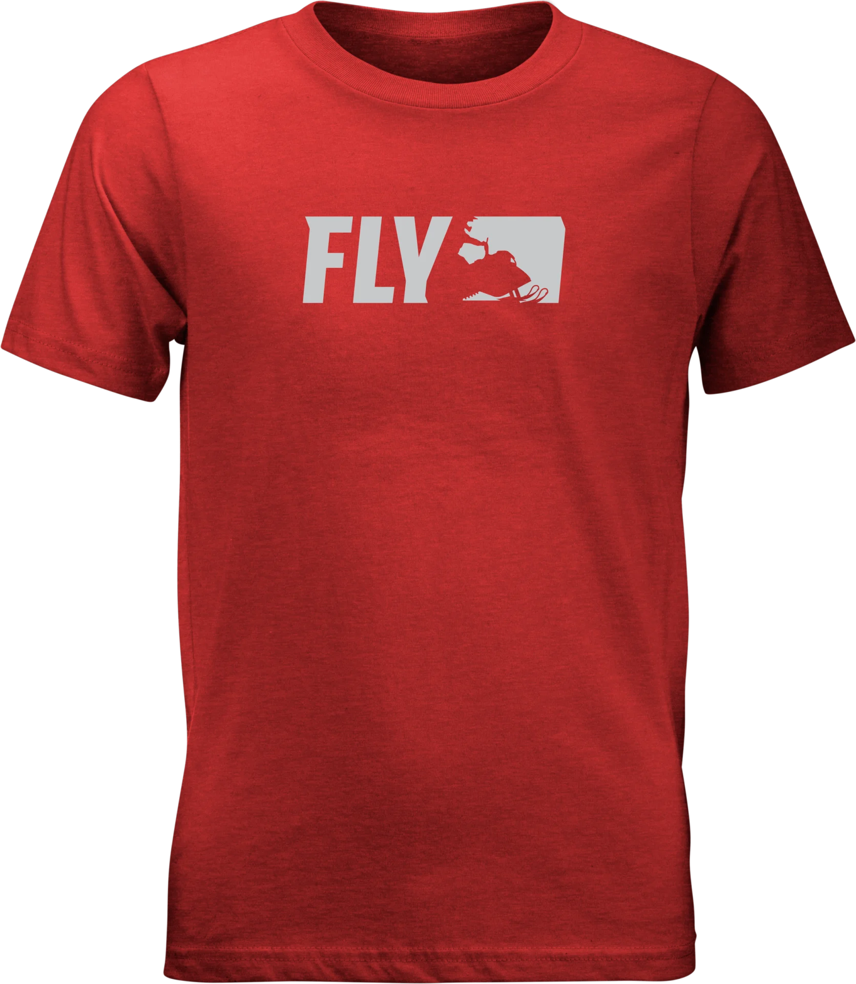 Red Fly Racing youth Primary tee, front view with white Fly logo