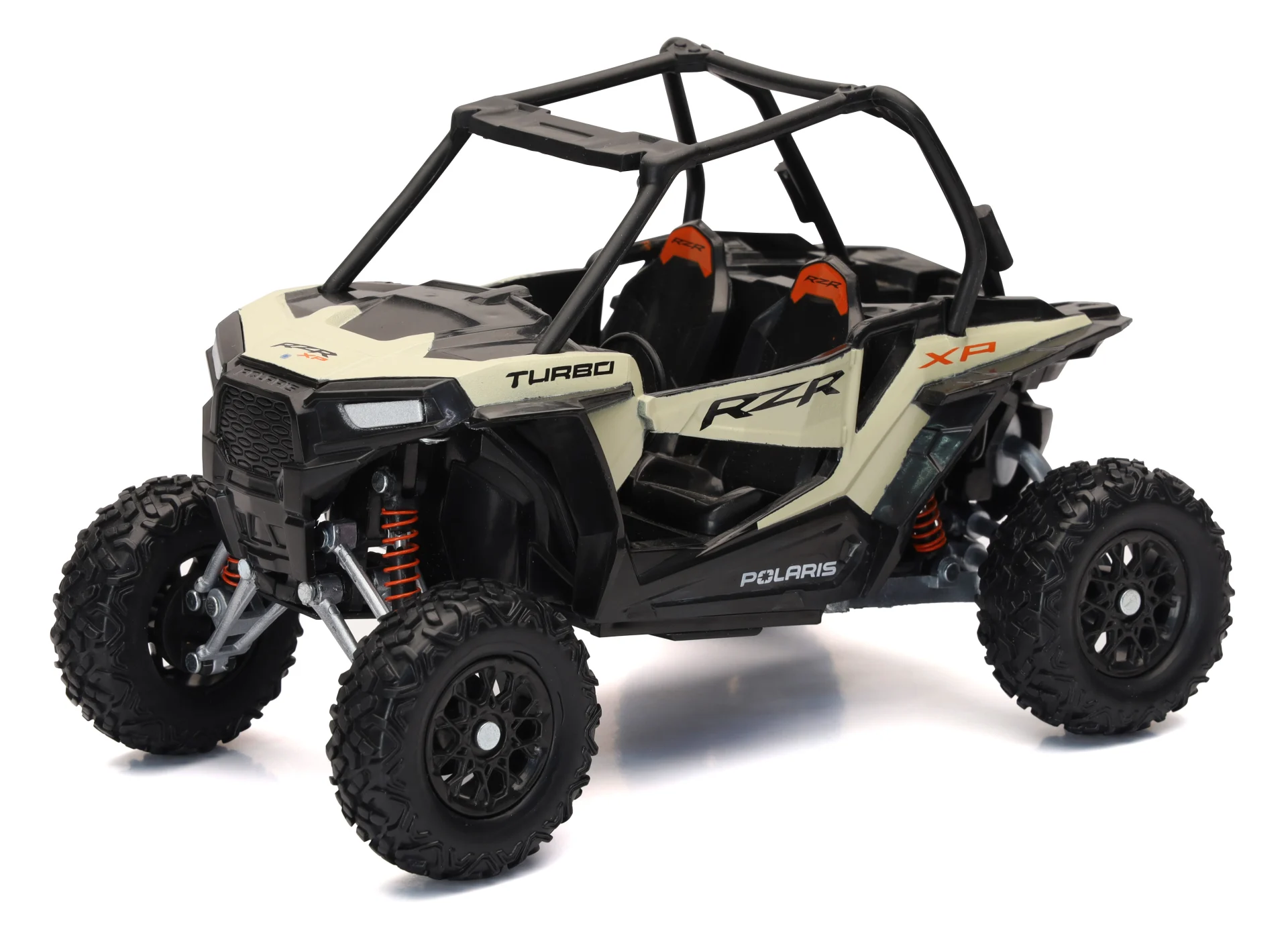 Sand metallic New-Ray 1:18-scale Polaris RZR XP 1000 side-by-side model, front three-quarter view